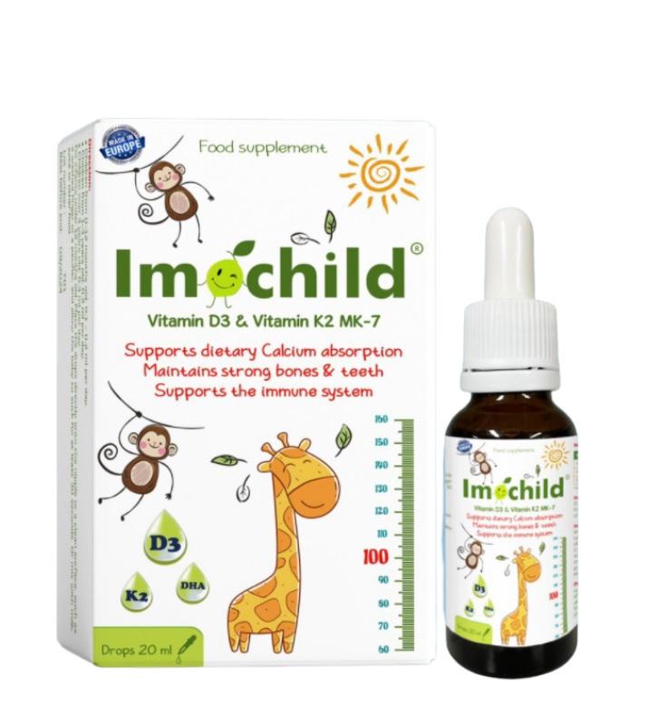 Imochild Vitamin D3 & K2 - Hỗ trợ phát triển chiều cao và não bộ cho bé