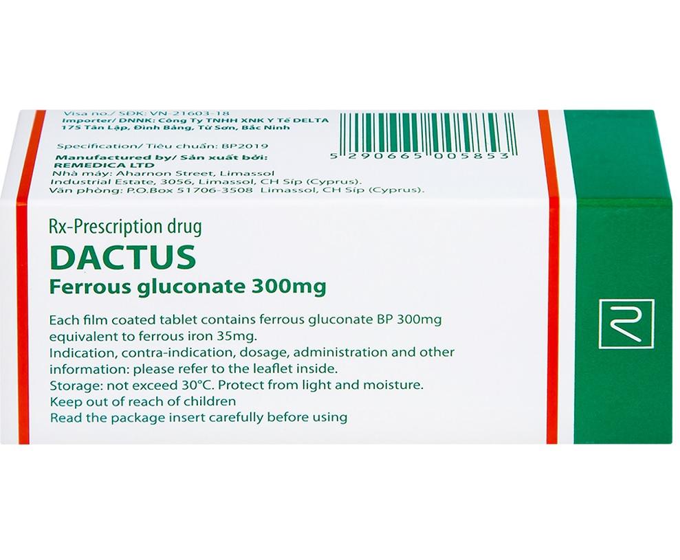 Thuốc Dactus – điều trị và dự phòng thiếu máu, thiếu sắt