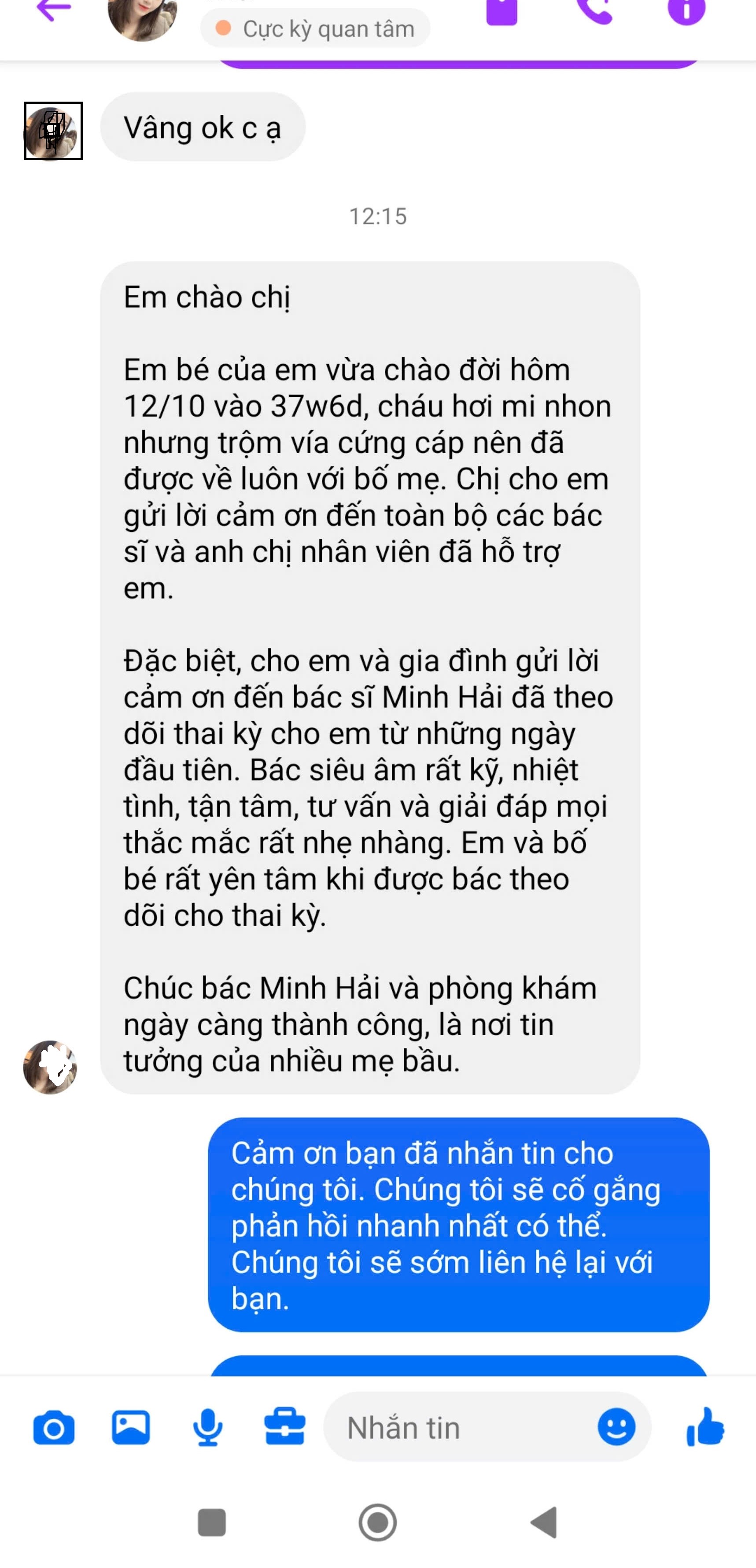 Phản hồi của khách hàng về phòng khám