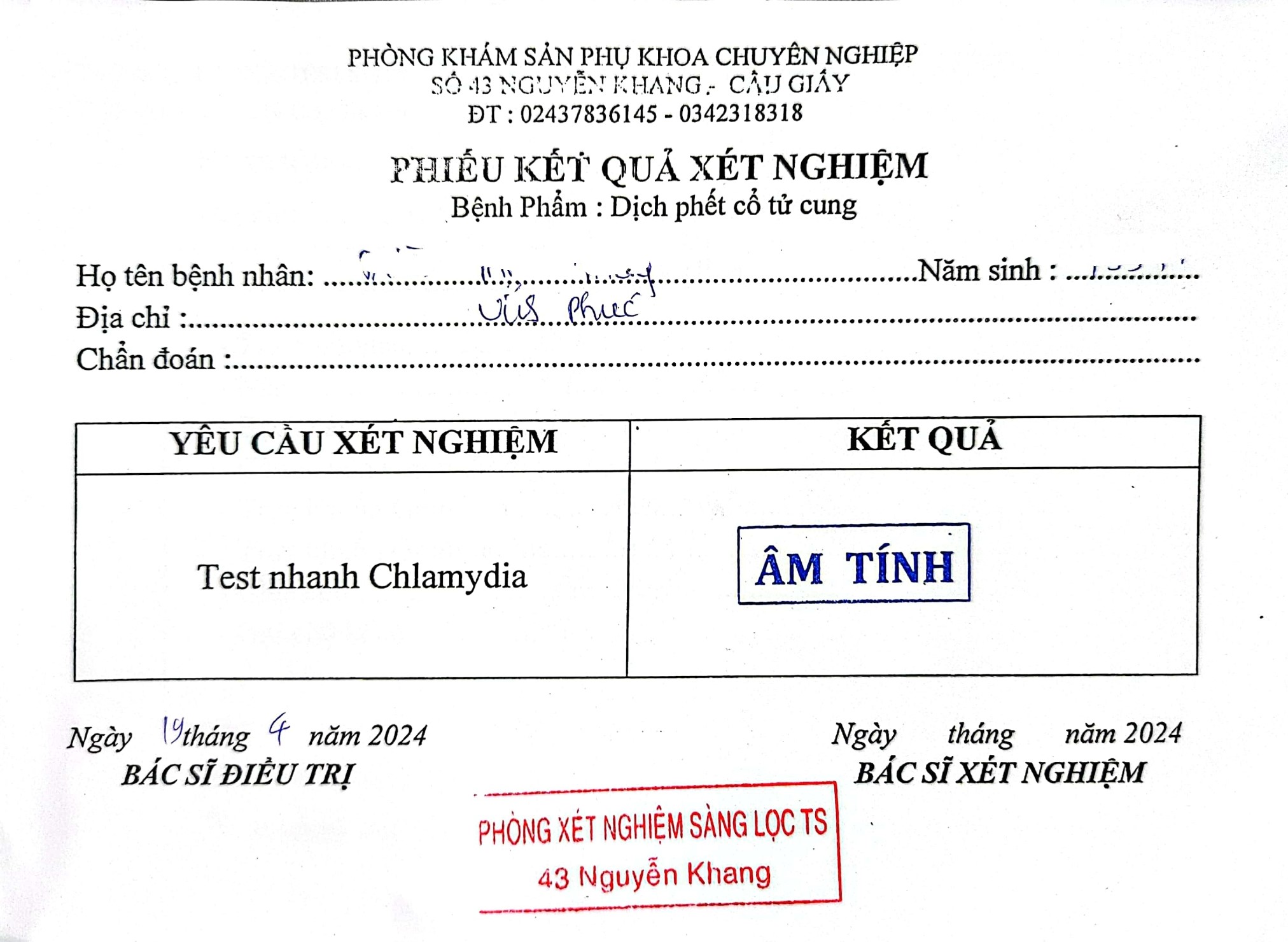 xét nghiệm, phụ khoa