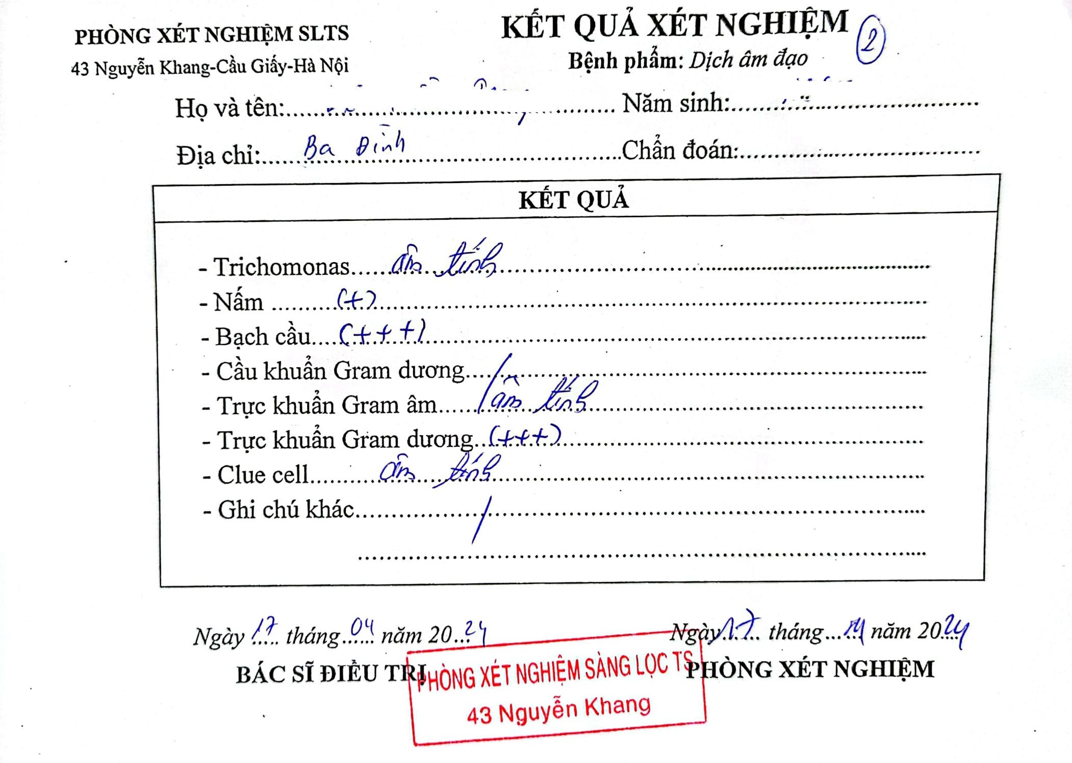 xét nghiệm, phụ khoa